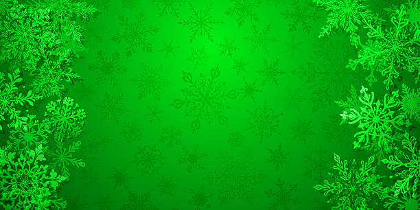 istock Christmas illustration with snowflakes in green tones. 2224699953