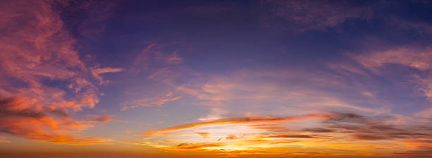 istock Getting dark at sundown. Sunset sky with scattered clouds of bright colors 2224705724