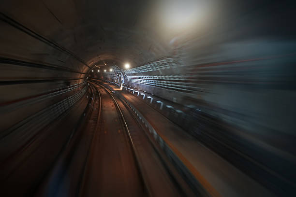 istock Motion blur and abstract background effect from inside train tunnel in Singapore. 2224711468