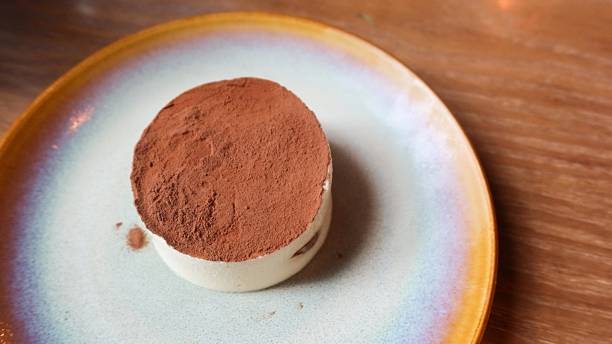 istock dessert tiramisu in a round shape cake-like on the plate with copy space 2224716360
