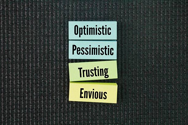 istock What are the four types of human behavior? Optimistic, Pessimistic, Trusting and Envious. human behavior has revealed that 90% of the population can be classified into four basic personality types 2224731119
