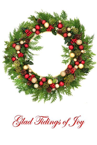 istock Christmas Traditional Flora Winter Greenery Wreath with Baubles 2224736796