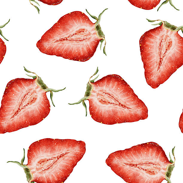 istock Juice Slices of Strawberry Berries endless background. Watercolor seamless pattern. Hand drawn wild berries print for package, cosmetic, tablecloth wallpapers, textile, pajamas 2224740345
