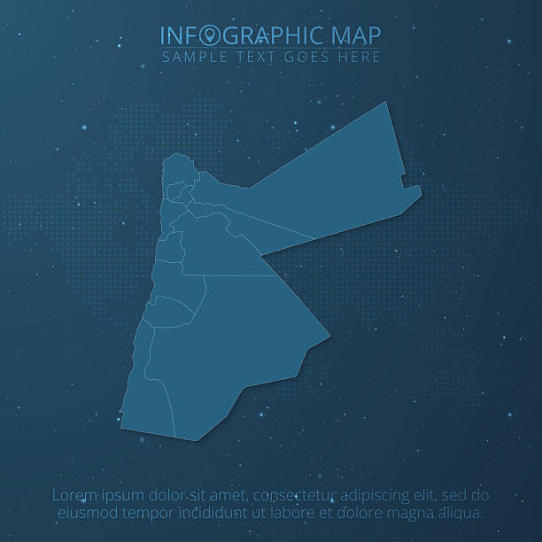 istock Jordan Map High Detail Separated All States on Dark Blue Background 2224745786