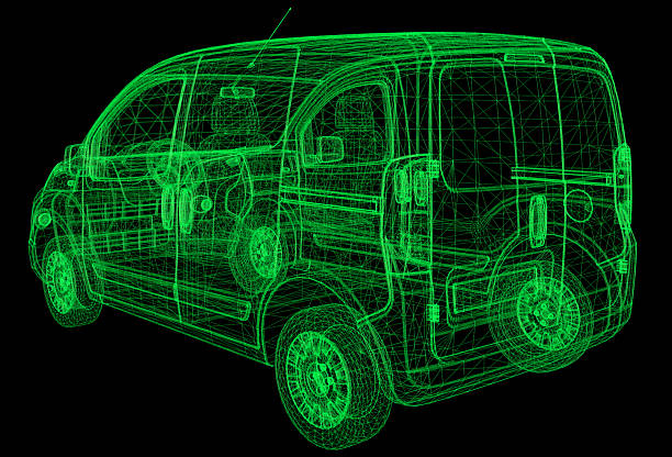 istock Rear View of 3D Minivan Car Model 2224752815