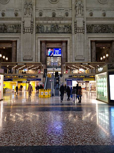 Milan, Italy - August 20, 2024: View of the facade of Milano Centrale station