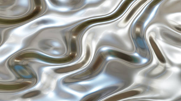 istock Silver chrome metal background, shiny and lustrous metal pattern texture, silky liquid chrome waves. 2224773130