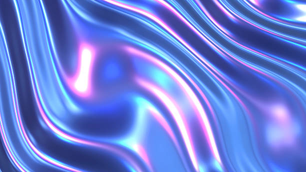 istock Purple blue shiny metallic background, lustrous chrome metal pattern texture, silky liquid metallic waves. 2224773132