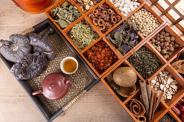 istock Herbal medicine packed in wooden compartments 2224777715
