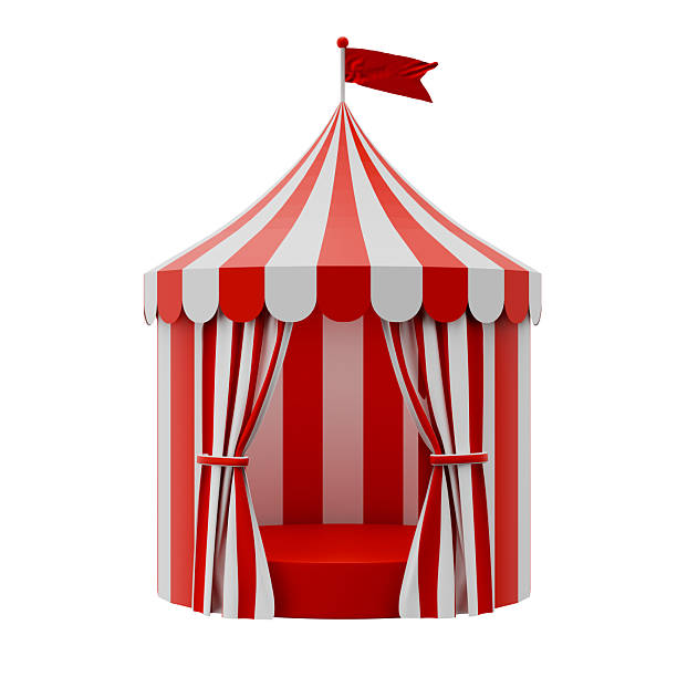 istock small booth vintage red white carnival circus and podium stage flag tent 3d element isolated on white background cutout 2224783913