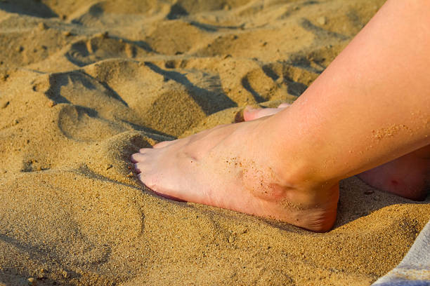 istock Human foot stepping on warm sandy beach surface during summer beach walk 2224792467