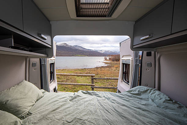 istock Winter retreat, mountain views from the camper 2224796734