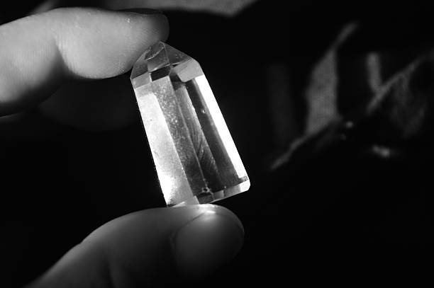 istock Crystal quartz on black and white 2224798011