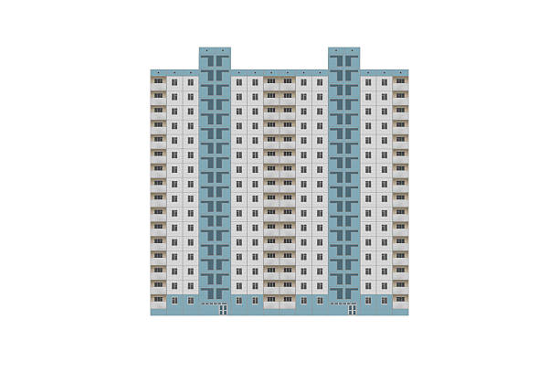 istock Sixteen-storey panel apartment building is isolated. 2224800672