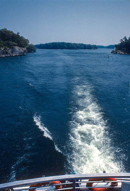 Thousand Islands - Tour Boat Wake - 1982. Scanned from Kodachrome 25 slide.
