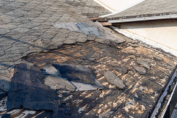 istock Old roofing felt on roof Close-up 2224813360