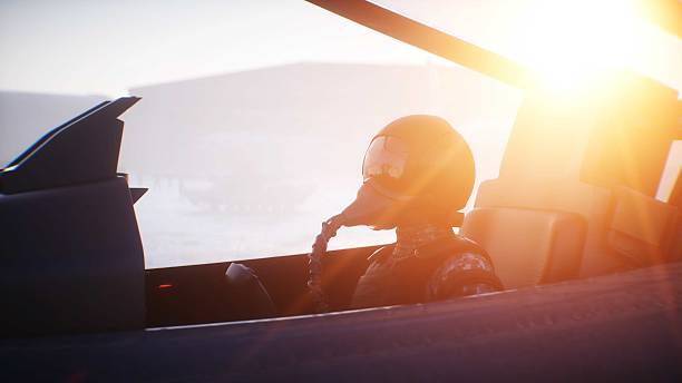 istock Military american pilot. American fighter jet. 3d rendering. 2224832938
