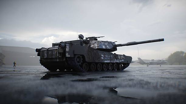 istock Military american base. American battle tank 3d rendering. 2224834572