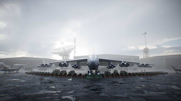 istock Military american base. American battle heavy bomber. 3d rendering. 2224836702