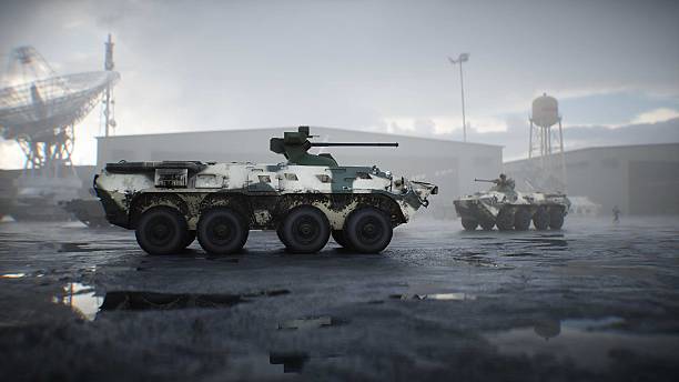 istock Military russian base. Russian battle armored infantry vehicle. 3d rendering. 2224836739