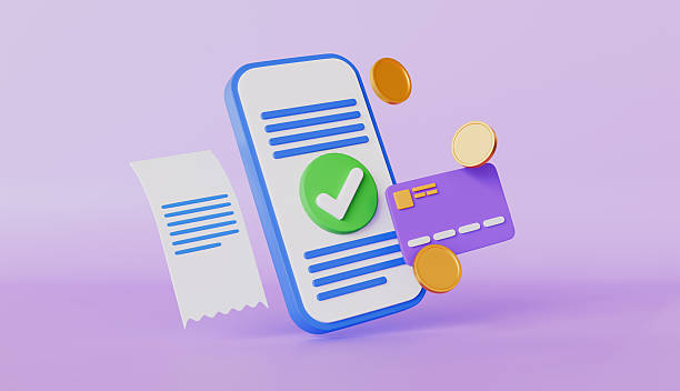 istock Mobile Phone with credit cards, coins, bills, checkmarks, Digital payment concept 2224837583