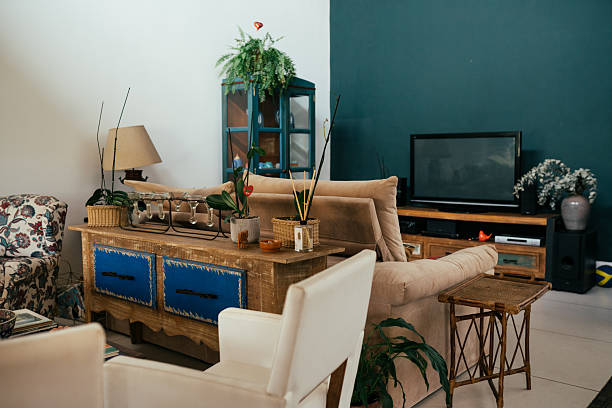 Living room with colorful accents