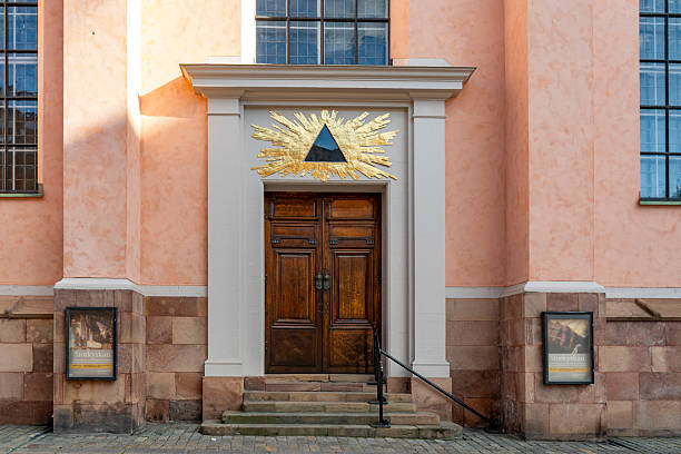 Stockholm, Sweden -  May 30 2025: Entrance to St Nicholas Cathedral in Stockholm