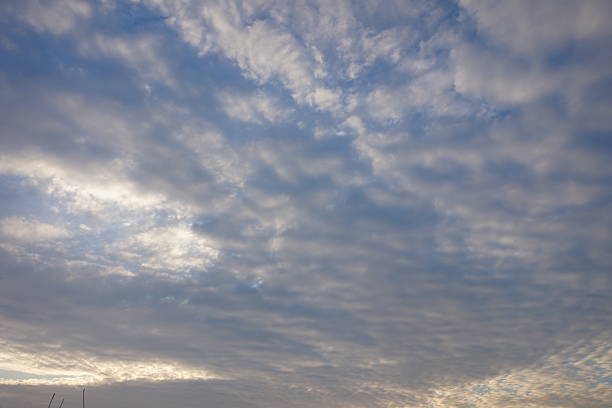 Beautiful blue sky filled with textured altocumulus clouds