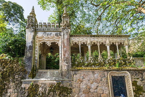 Architecture in the Quinta da Regaleira, a manor house built at the beginning of the 20th century not far from the historic centre of Sintra, classified as a World Heritage Site by UNESCO and one of the principal tourist attractions of Sintra