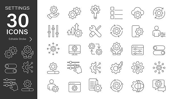 Settings line vector Icon set.