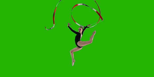 istock Rhythmic gymnastic woman on green screen background. 2224856408