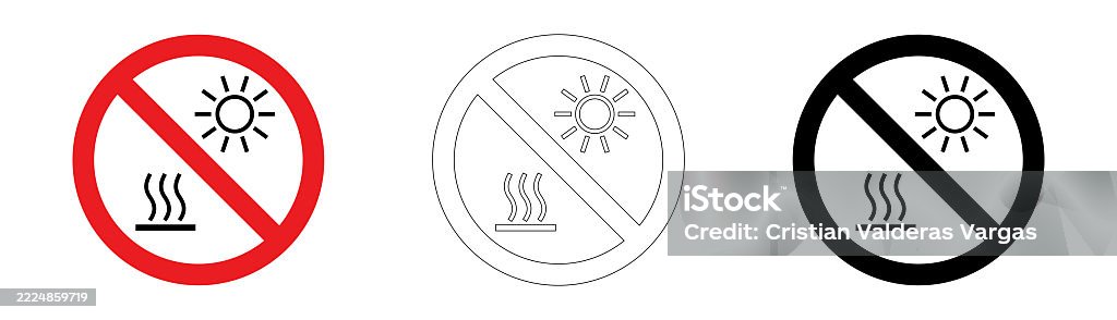 Avoid Direct Sublight Label Do Not Expose To Direct Sunlight Or Hot Surface Prohibition Sign In ...