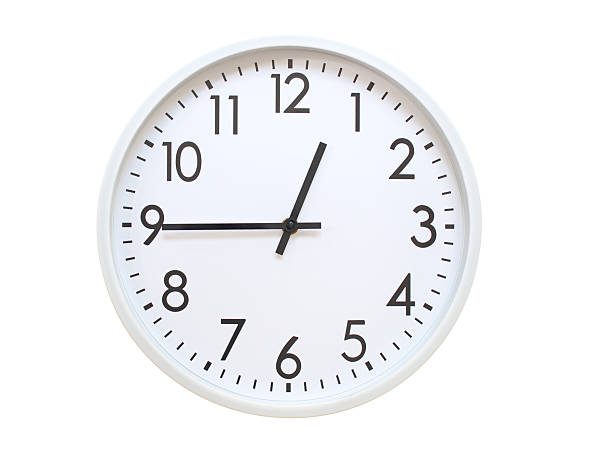 istock Wall clock showing 00:45 or 12:45. minimalist analog wall clock. suitable for time concept, deadline, schedule, or time zone visuals. 2224860746