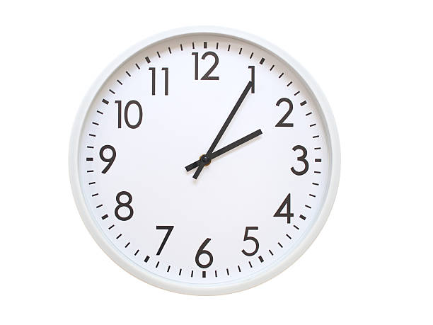 istock Wall clock showing 02:05 or 14:05. minimalist analog wall clock. suitable for time concept, deadline, schedule, or time zone visuals. 2224860777