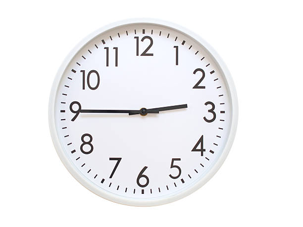 Wall clock showing 02:45 or 14:45. minimalist analog wall clock. suitable for time concept, deadline, schedule, or time zone visuals.