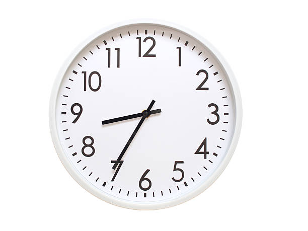 istock Wall clock showing 08:35 or 20:35. minimalist analog wall clock. suitable for time concept, deadline, schedule, or time zone visuals. 2224862273