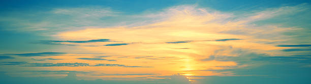 istock Colorful cloudy sky at sunset. Gradient color. Sky texture. Abstract nature background. Horizontal banner 2224863756