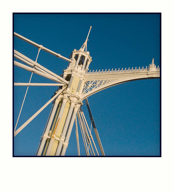 London Tourist Landmarks Albert Bridge Chelsea Polaroid style Image Travel