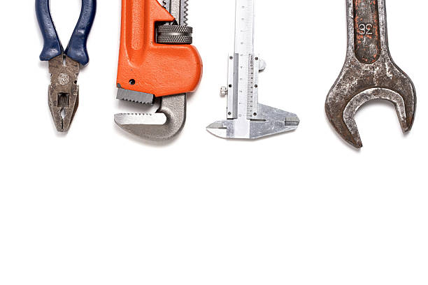 istock Set of construction, plumbing tools, highlighted on white background, with space for copying text. 2224867990