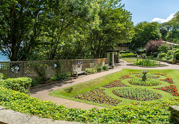 istock High up view over public flower gardens 2224872188