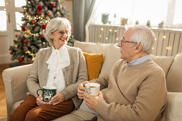 istock Senior couple at home for Christmas 2224889010