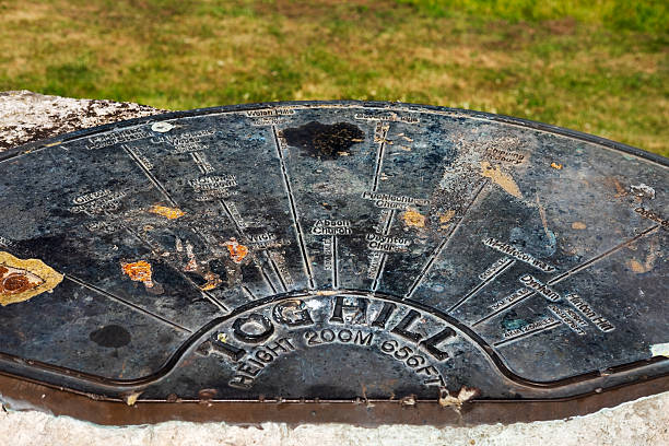istock Viewpoint indicator plaque on Tog Hill showing surrounding landmarks. 2224889587