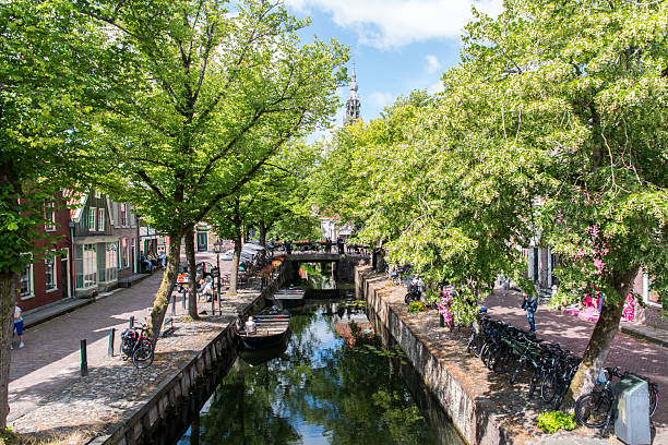 Part of the Keizersgracht (Emperor's canal) in the old town of Edam along the IJsselmeer in The Netherlands. Edam is famous for it's cheese.