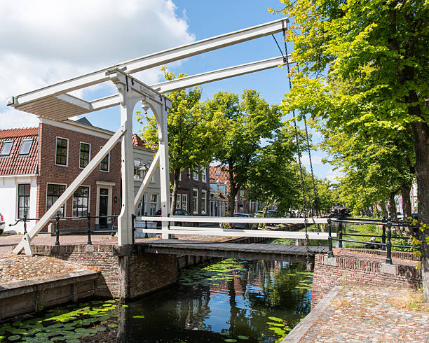 The so called Jansbrug (John's bridge) is one of many traditional drawbridges in the old town of Edam along the IJsselmeer in The Netherlands. Edam is famous for its cheese.