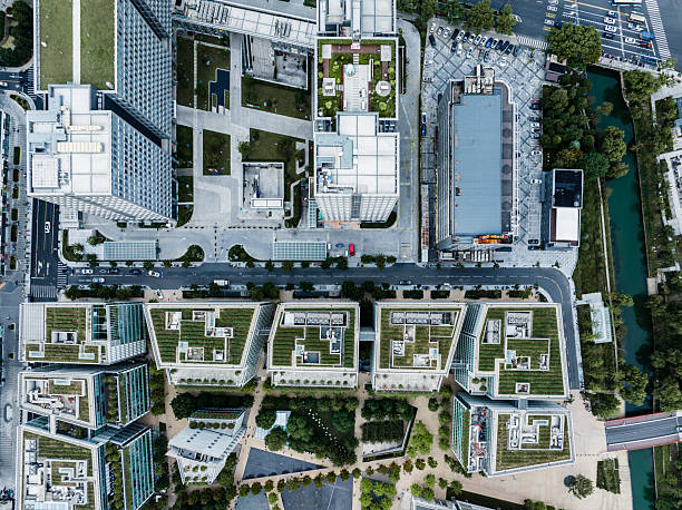 istock Aerial View of Green Rooftops 2224896786