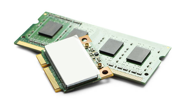 istock Wi-Fi card and RAM chip isolated on white. Electronic engineering 2224897128