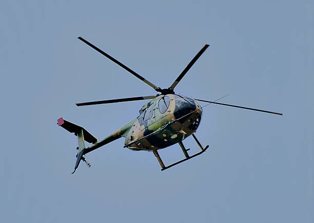istock MD530 helicopter flying in a cloudy sky 2224900905