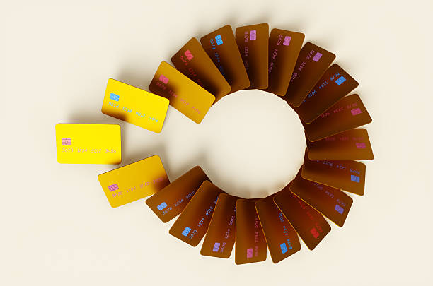 istock Many gold credit cards on white background. 3d rendering illustration 2224902012