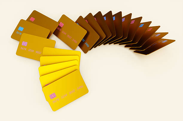 istock Many gold credit cards on white background. 3d rendering illustration 2224902028