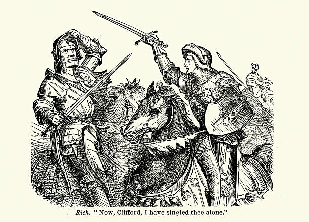 istock Knights, Fighting between, Richard and Clifford, Scene from Henry VI, Part 3, plays of William Shakespeare, Vintage illustration 2224905121